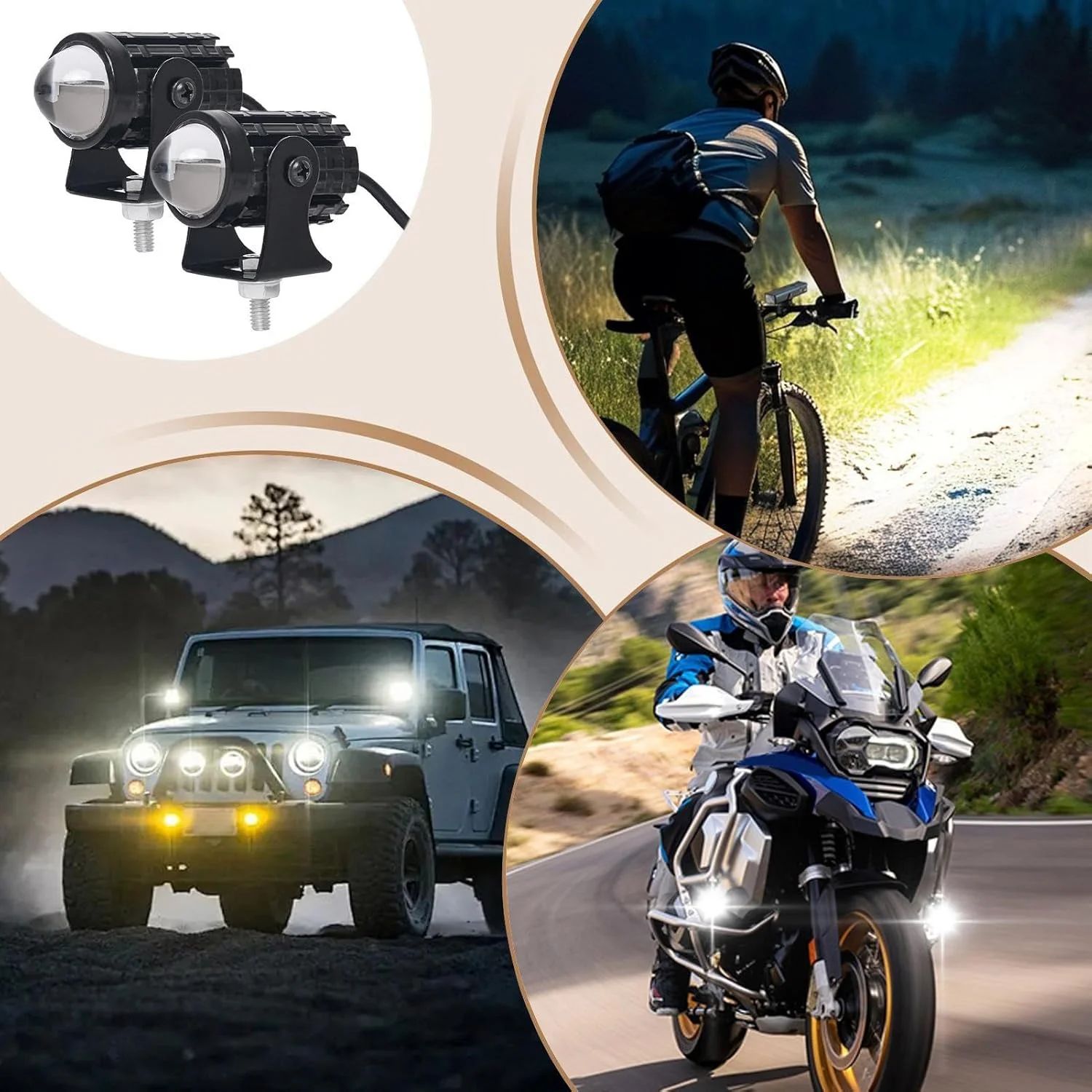 2PCS LED Spotlight Headlights explorers Motorcycle Accessories Truck Car Auxiliary Additional Mini Projector Headlamp Fog Lights