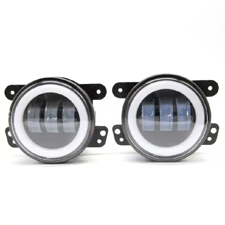 2PCS 4 Inch LED Fog Lights 12V 6000K White Halo Ring DRL Amber Turn Signal Lamp Jeep Wrangler JK TJ LJ Dodge Chrysler