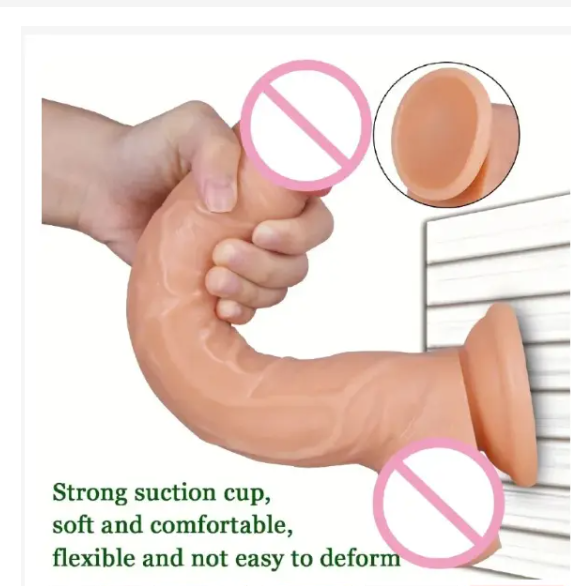 Dildo with Suction Cup for Hands-Free, Flexible Cock with Curved Shaft and Balls for Vaginal G-spot and Anal Play, Adult Sex Toy for Male & Female, Couples Dildo with Suction Cup for Hands-Free, Flexi