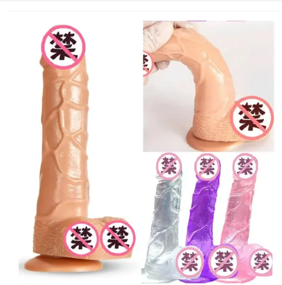 Dildo with Suction Cup for Hands-Free, Flexible Cock with Curved Shaft and Balls for Vaginal G-spot and Anal Play, Adult Sex Toy for Male & Female, Couples Dildo with Suction Cup for Hands-Free, Flexi