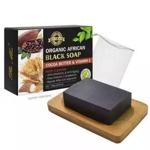 Organic African Black Soap With Cocoa Butter & Vitamin E
