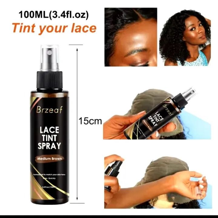 Brzeaf Lace Tint Spray for Wigs - Medium Brown