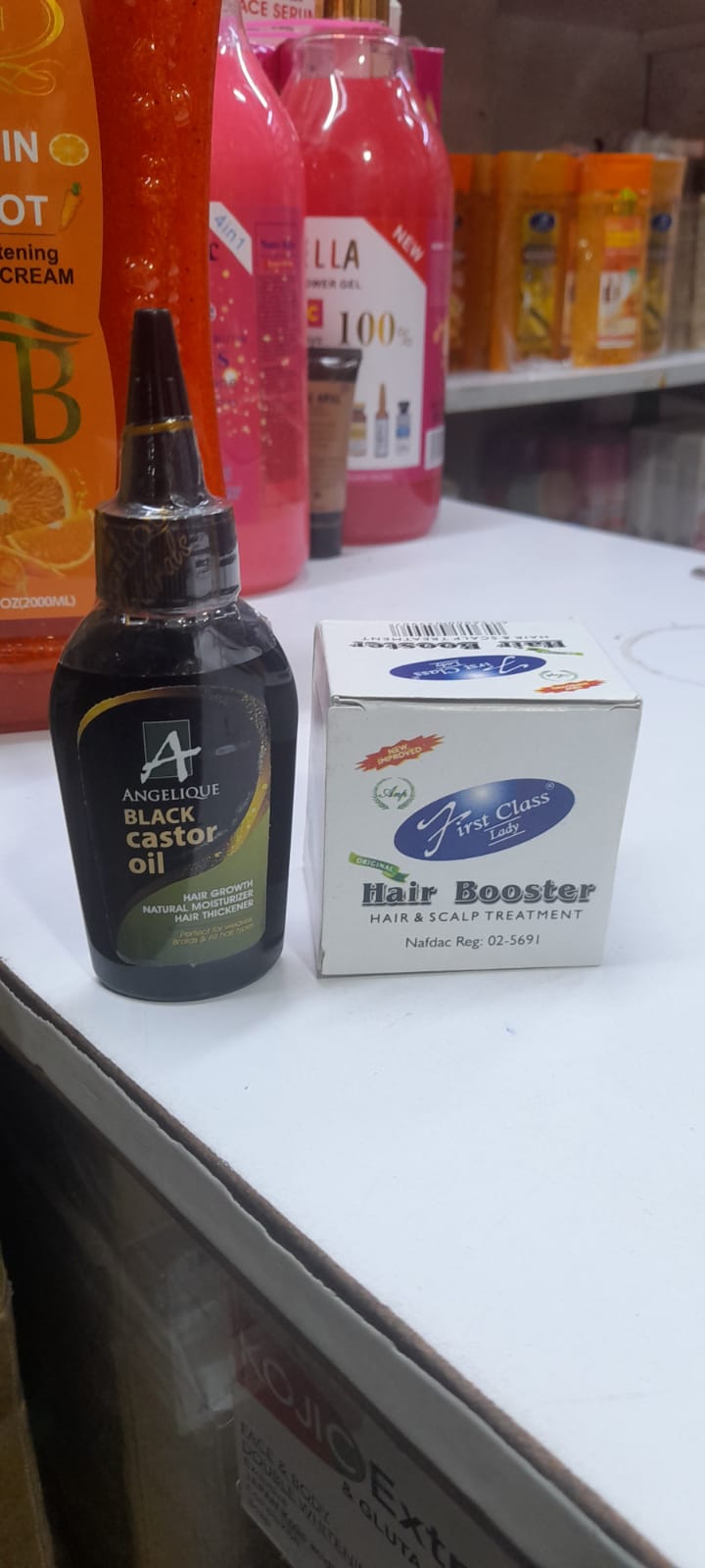 HAIR BOOSTER Hair & Scalp Treatment and Angelique Black Castor Oil