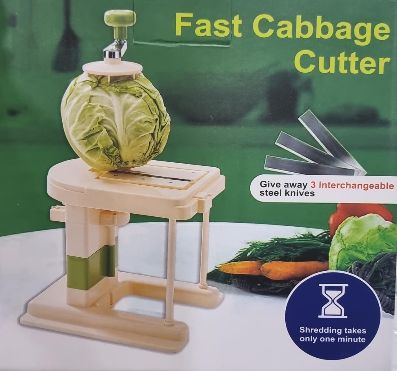 [ AMAZING OFFERS🤩🤩✨ ... DON'T MISS OUT !!! ]  Fast Cabbage Cutter Manual Vegetable Cutter Shredder Slicer Machine-3 Interchangeable Blades