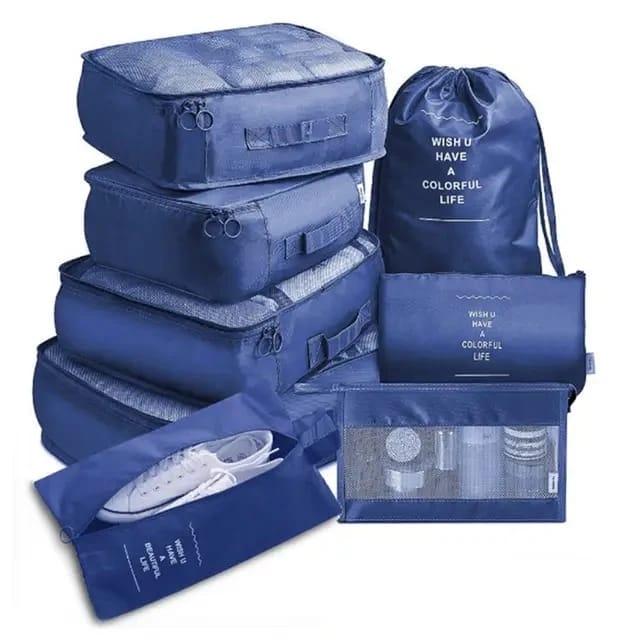 8pcs Luggage Travel Organizers For Suitcase With Toiletry Case