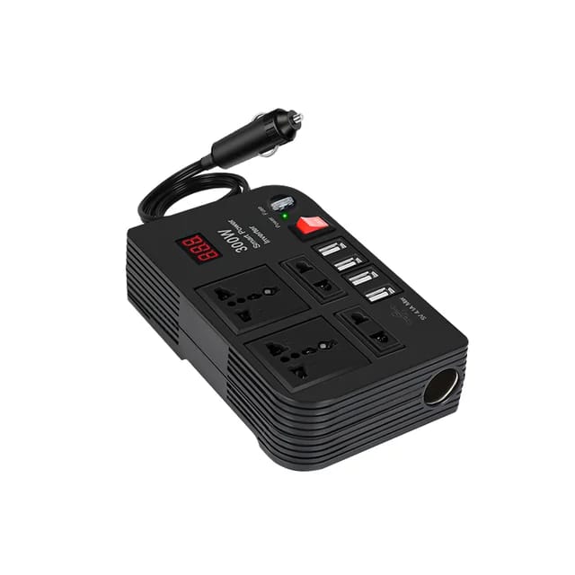 300W Car Power Inverter Dc to Ac 12V to 220V - 240V with 4 Ac ports and 4 USB outlets plus cigarette lighter