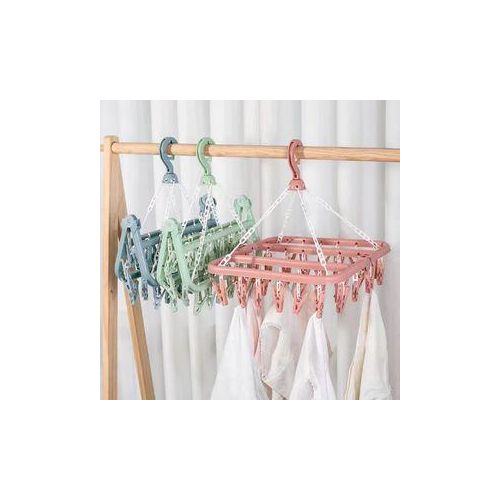 Multifunctional Plastic 32 Clips Folding Clothes Dryer Hanger Children Adults Clothes Dryer Windproof Sock
