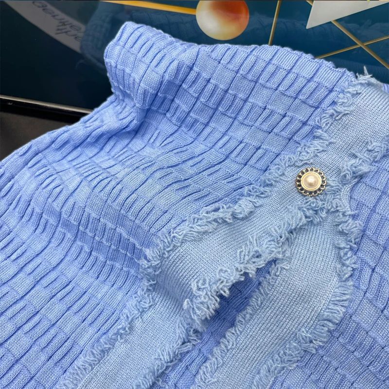 2025 New Arrival Women Knitted Long Dress Elegant V-neck Single-breasted Split Sweater Dress Office Lady Vestidos