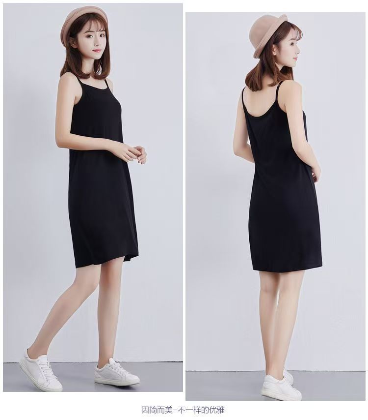 Summer basic strap dress for women, mid-length, plus size, high-end feeling, refreshing summer dress.