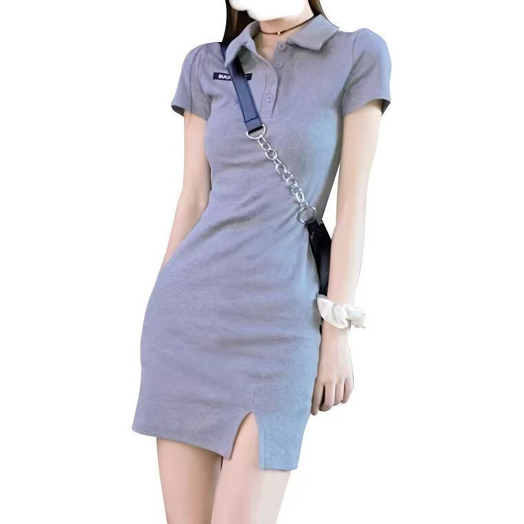 Stylish Polo-neck Bodycon Mini Dress for Summer New Arrivals, Exuding Pure and Seductive Charm, Figure-flattering and Ideal for Fashionable Girls.