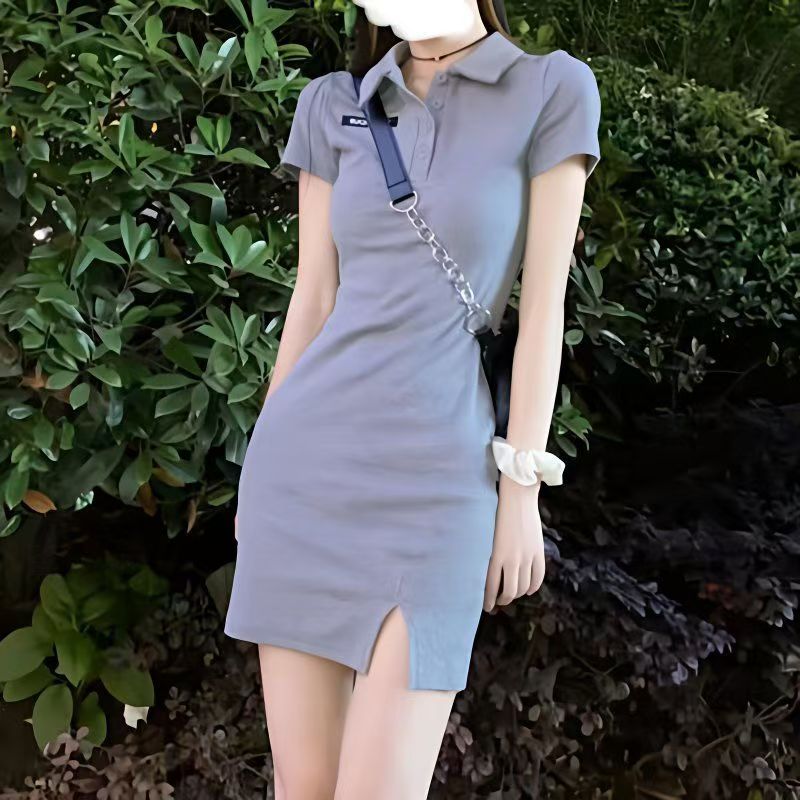Stylish Polo-neck Bodycon Mini Dress for Summer New Arrivals, Exuding Pure and Seductive Charm, Figure-flattering and Ideal for Fashionable Girls.