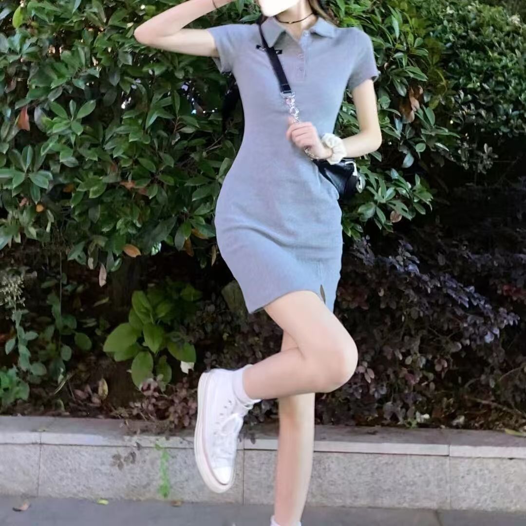 Stylish Polo-neck Bodycon Mini Dress for Summer New Arrivals, Exuding Pure and Seductive Charm, Figure-flattering and Ideal for Fashionable Girls.