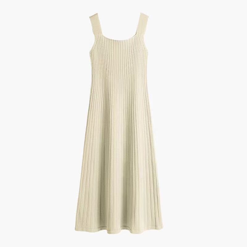 Women's New Knitted Sling Mid-Length Dress, Suitable for Spring and Autumn, Korean Style, Sexy and Slimming Camisole Dress for Bottoming.