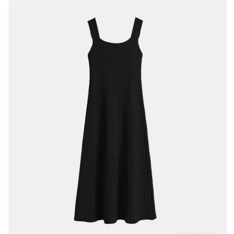 Women's New Knitted Sling Mid-Length Dress, Suitable for Spring and Autumn, Korean Style, Sexy and Slimming Camisole Dress for Bottoming.