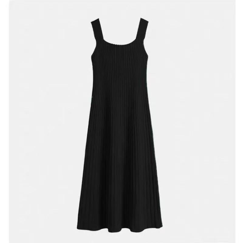 Women's New Knitted Sling Mid-Length Dress, Suitable for Spring and Autumn, Korean Style, Sexy and Slimming Camisole Dress for Bottoming.