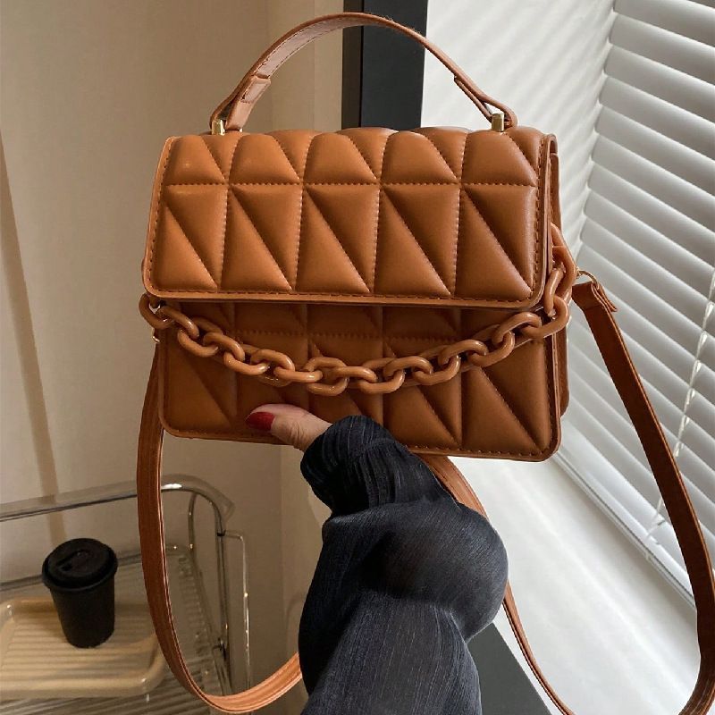 New Arrival  big discount Simple and retro small square handbag with chain, single shoulder crossbody bag with diamond pattern