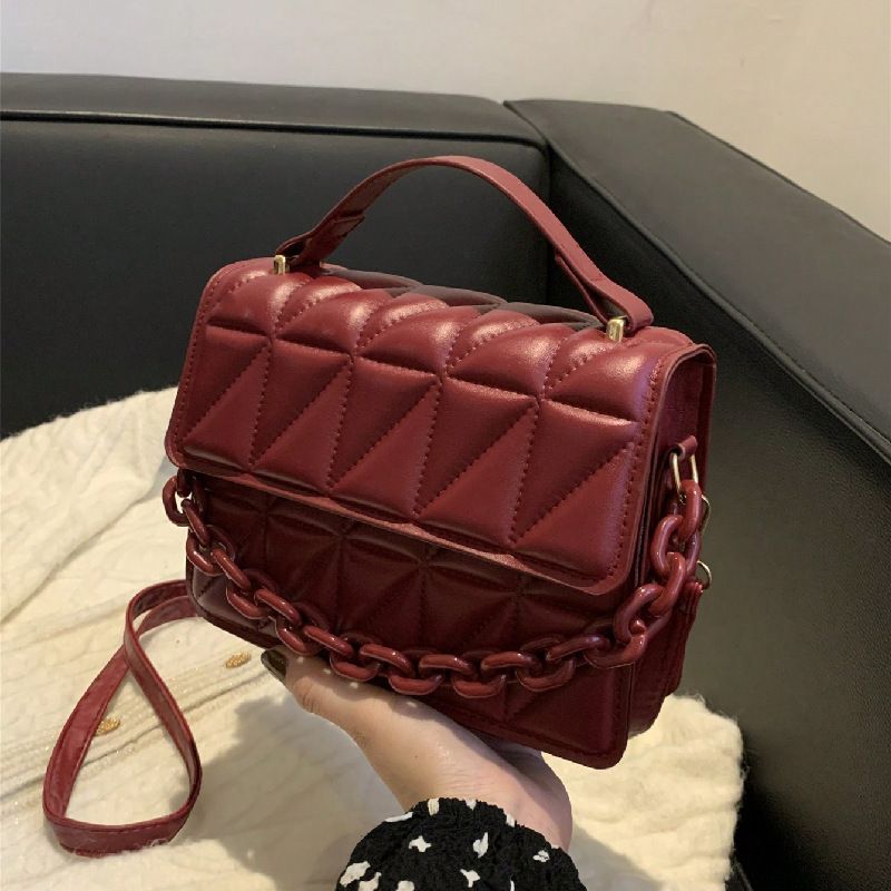 New Arrival  big discount Simple and retro small square handbag with chain, single shoulder crossbody bag with diamond pattern