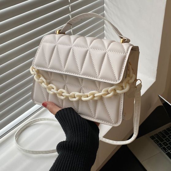 New Arrival  big discount Simple and retro small square handbag with chain, single shoulder crossbody bag with diamond pattern