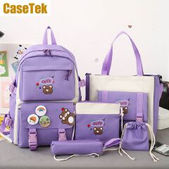 New Arrival 5pcs/SET Hot Backpacks Fast delivery  Fashion bookbags women's boy girl school bags sets monkey ladies travel bags CaseTek brand shoulder bags