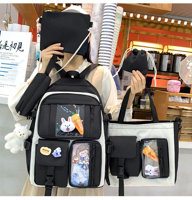 [primary & junior high school ] 5pcs/set  New arrival school backpack women's bags bookbags laptop bags travelling bag Casetek brand shoulder bags fast delivery backpack wallet handbags pencil case