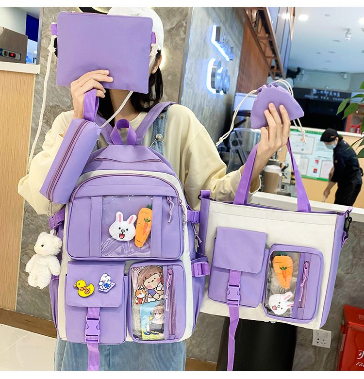 [primary & junior high school ] 5pcs/set  New arrival school backpack women's bags bookbags laptop bags travelling bag Casetek brand shoulder bags fast delivery backpack wallet handbags pencil case
