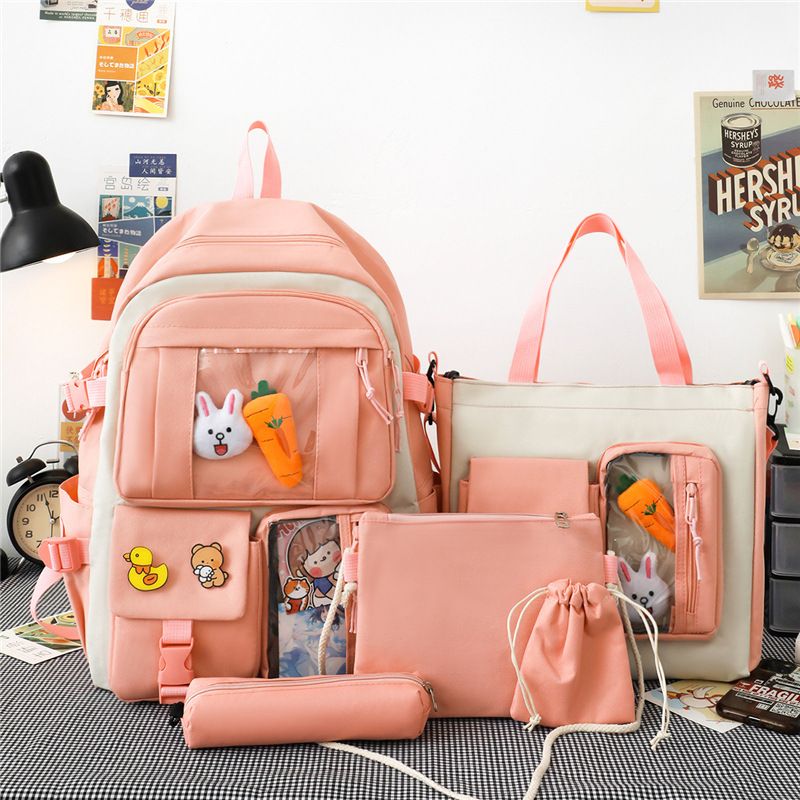 [primary & junior high school ] 5pcs/set  New arrival school backpack women's bags bookbags laptop bags travelling bag Casetek brand shoulder bags fast delivery backpack wallet handbags pencil case