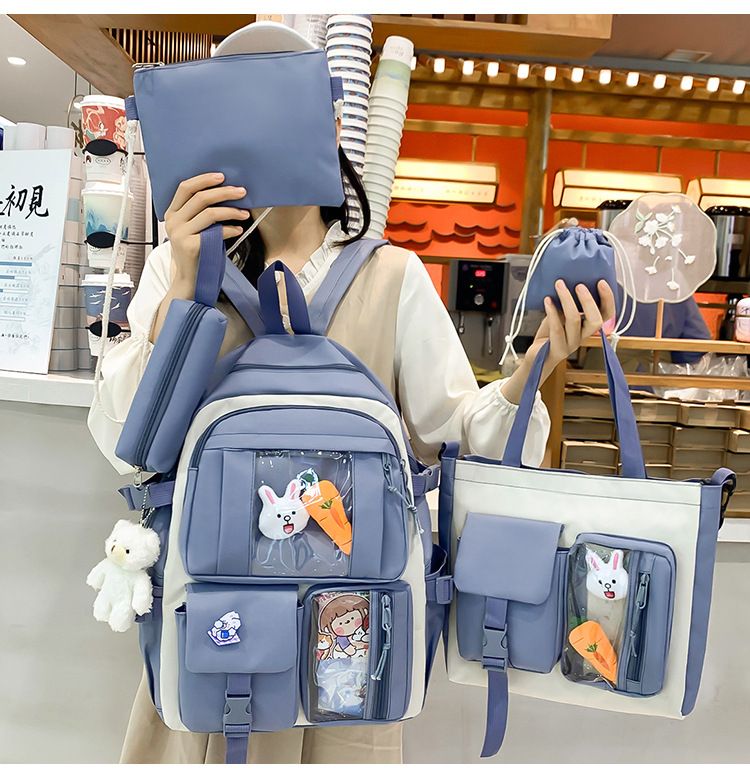 [primary & junior high school ] 5pcs/set  New arrival school backpack women's bags bookbags laptop bags travelling bag Casetek brand shoulder bags fast delivery backpack wallet handbags pencil case