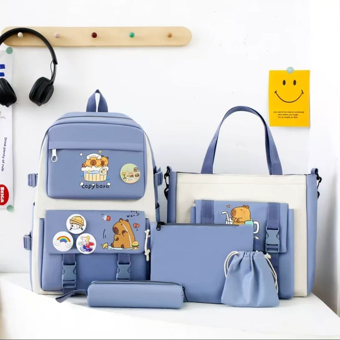 New arrivals 5pcs/set copy bara backpack bookbags fast delivery women's boy girl school bag sets travel bag Casetek Brand backkpack +shoulder bag +sling bag+pencil bag+coin pouch fashion