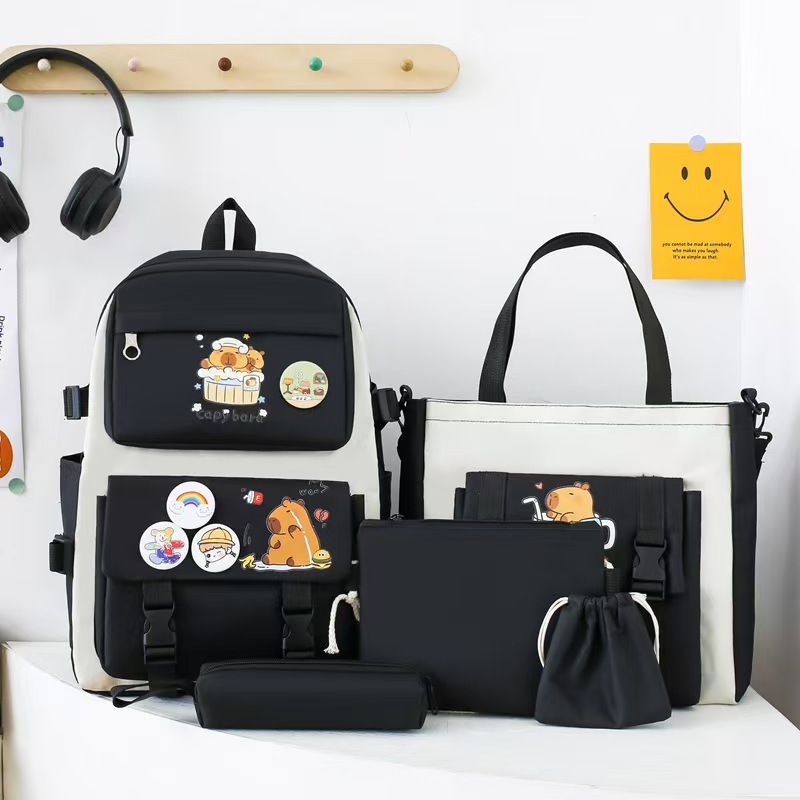 New arrivals 5pcs/set copy bara backpack bookbags fast delivery women's boy girl school bag sets travel bag Casetek Brand backkpack +shoulder bag +sling bag+pencil bag+coin pouch fashion