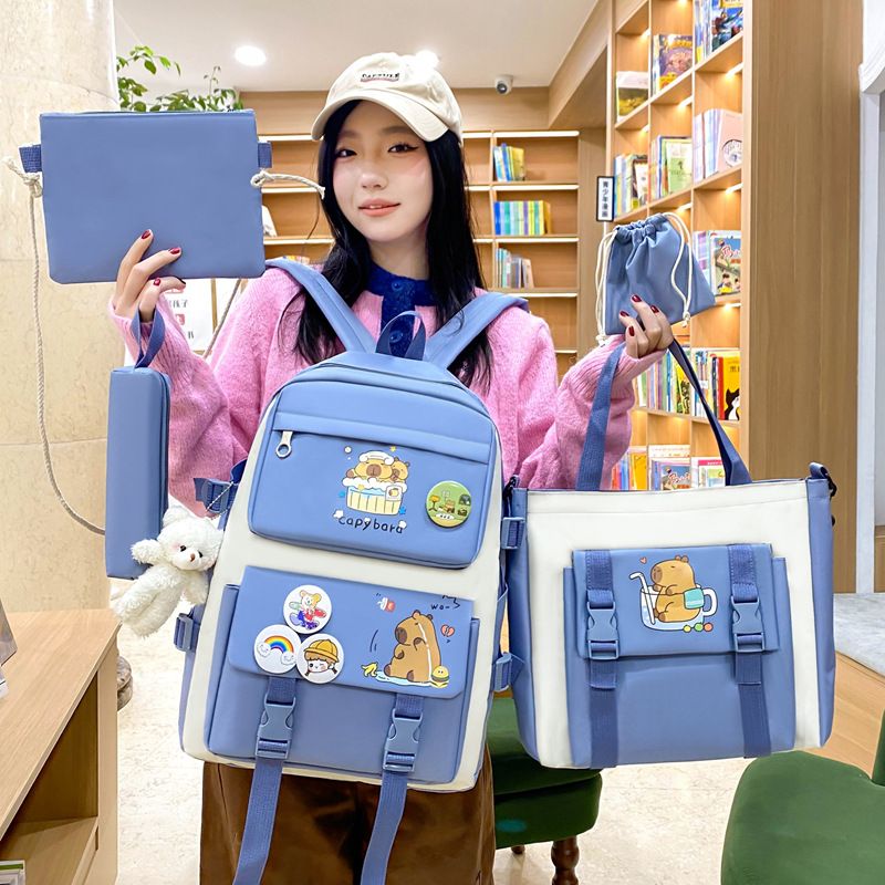 New arrivals 5pcs/set copy bara backpack bookbags fast delivery women's boy girl school bag sets travel bag Casetek Brand backkpack +shoulder bag +sling bag+pencil bag+coin pouch fashion