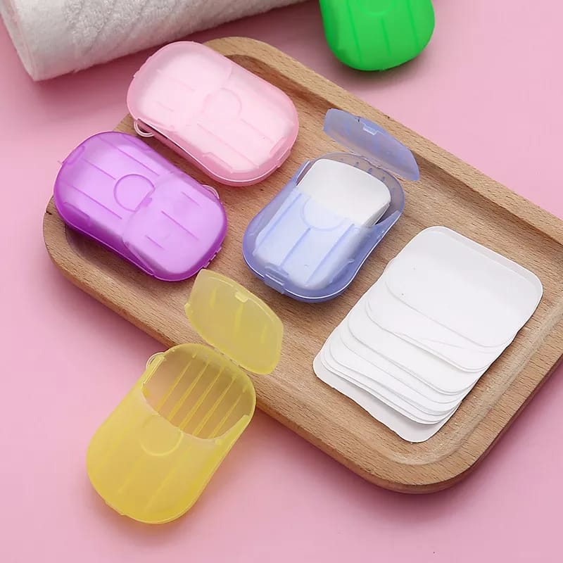 20Pcs Disposable Soap Paper Travel Soap Paper Washing Hand Bath Clean Scented Slice Sheets Mini Paper Soap Bathroom Supplies