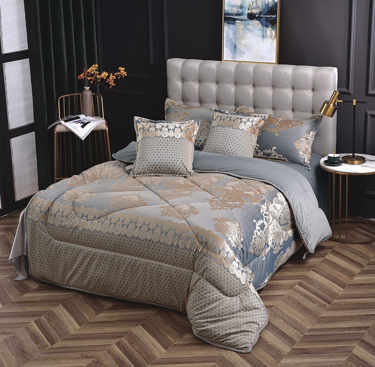 [ 🔥THE PERFECT CHOICE 🤩🤩✨ !!! ] 6 Pcs Classy Brand New High Quality 🔅🔅🔅 Silk duvet Set Consisting ✨1 pc duvet✨1pc bedsheet✨2 pcs pillow cases & ✨2 pcs throw pillow cases at Affordable Price✨👌