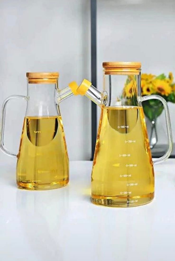 [🫙 GLASS OIL JAR 💧] (1 pc) 👉 Heat-resistant borosilicate glass ✨ precise measurement scale 💯 perfect for storing & pouring cooking oil, vinegar, sauces & liquids 🚀