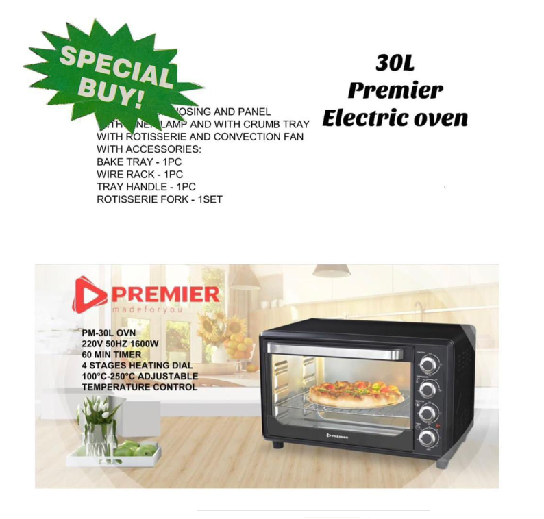 [🔥 30L PREMIER ELECTRIC OVEN 🤩✨ !!!] 👉 1-pc versatile oven 🍞 bake, grill & roast 💯 perfect for home kitchen, small parties & daily cooking ⚡