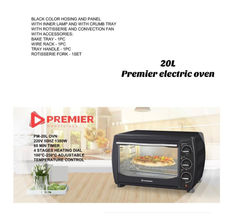 [🔥 20L PREMIER ELECTRIC OVEN 🤩✨ !!!] 👉 1-pc compact oven 🍞 bake, grill & roast 💯 perfect for home kitchen & small daily meals ⚡