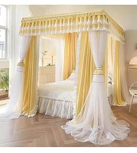 [ CLASSY NEW ARRIVALS 🤩🤩✨ !!! ] 1pc Single Classy Very High Quality Strong and Durable.  Canopy 4 stand Square ne tDecorated with a high quality bed curtaiDesigned With Durability and Functionality