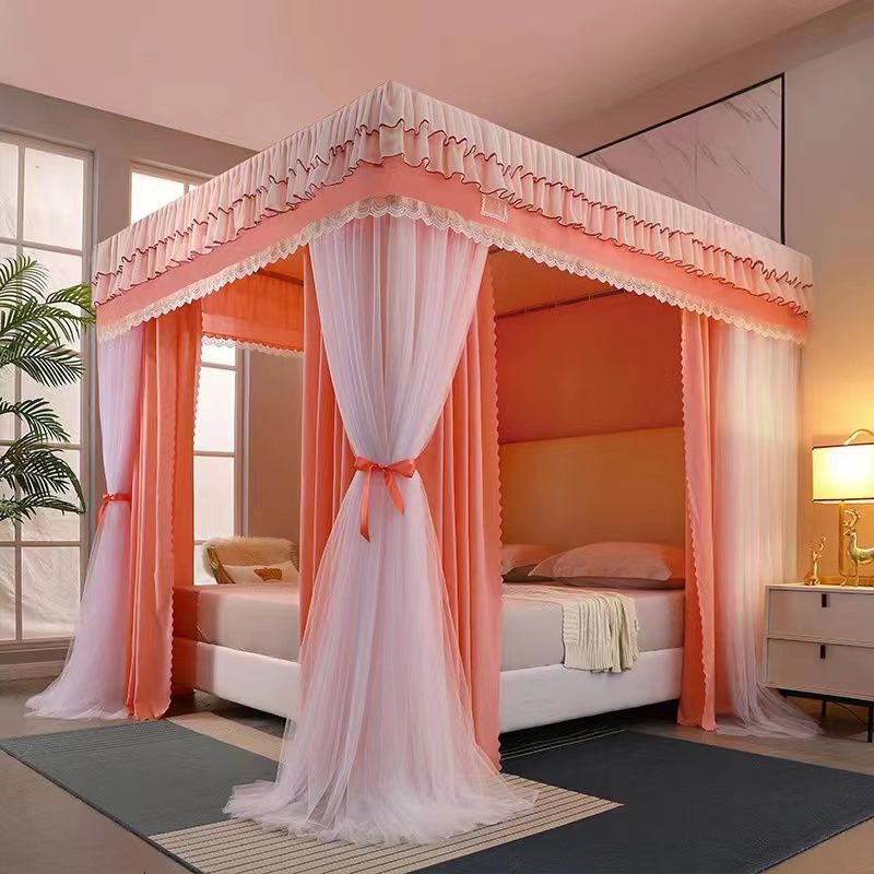 [ CLASSY NEW ARRIVALS 🤩🤩✨ !!! ] 1pc Single Classy Very High Quality Strong and Durable.  Canopy 4 stand Square ne tDecorated with a high quality bed curtaiDesigned With Durability and Functionality