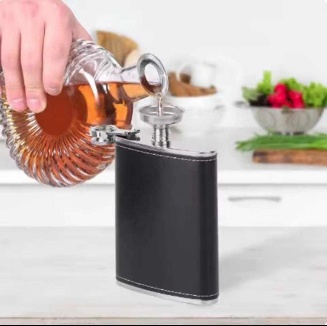 🥃 BASIC  PRICE🥃 – 1  PCS Portable Hip Flask & Whisky Bottle Set | Stainless Steel, Leak-Proof, Travel-Friendly | Ideal Gift for Men