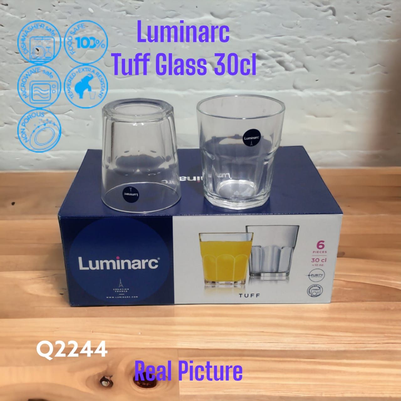 🔥 SPECIAL PRICE OFFER 🔥 Q2244 Luminarc Tuff Glass Durable Drinking Glass Cup Clear Tempered Glass for Water Juice Soda Home Kitchen Use