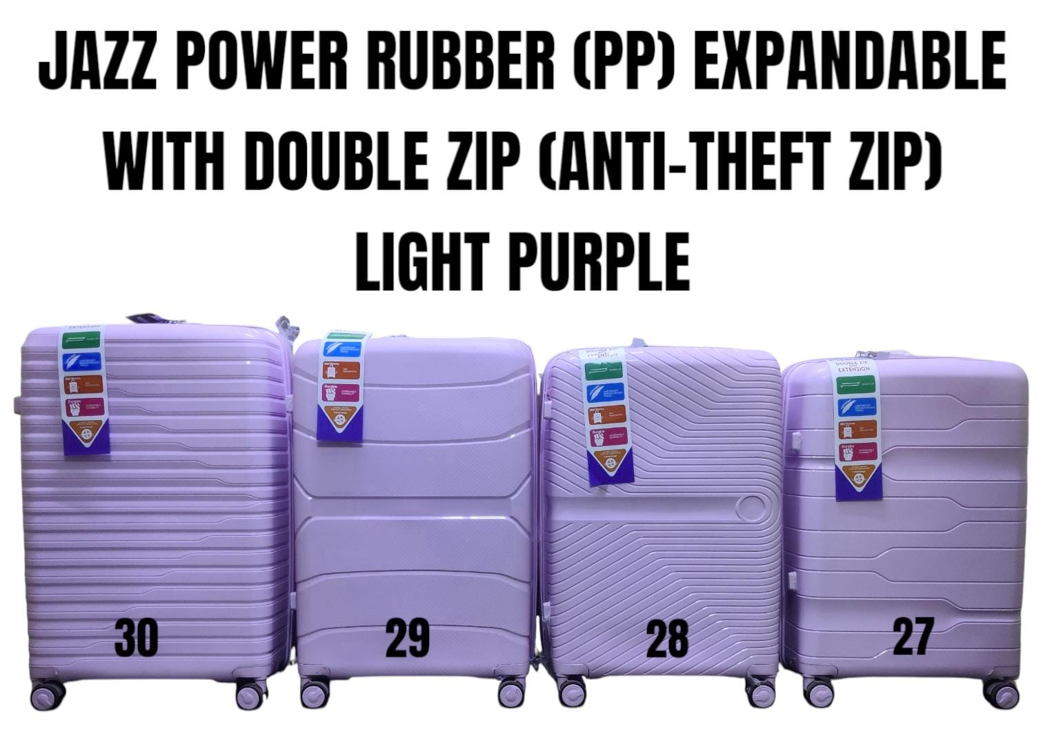 🎉 Crazy Offer – Today Only 🎉 1pc JAZZ POWER PP (Rubber) Suitcase with Double Zipper (Anti-Theft) & Extension – 27-inch Travel Luggage
