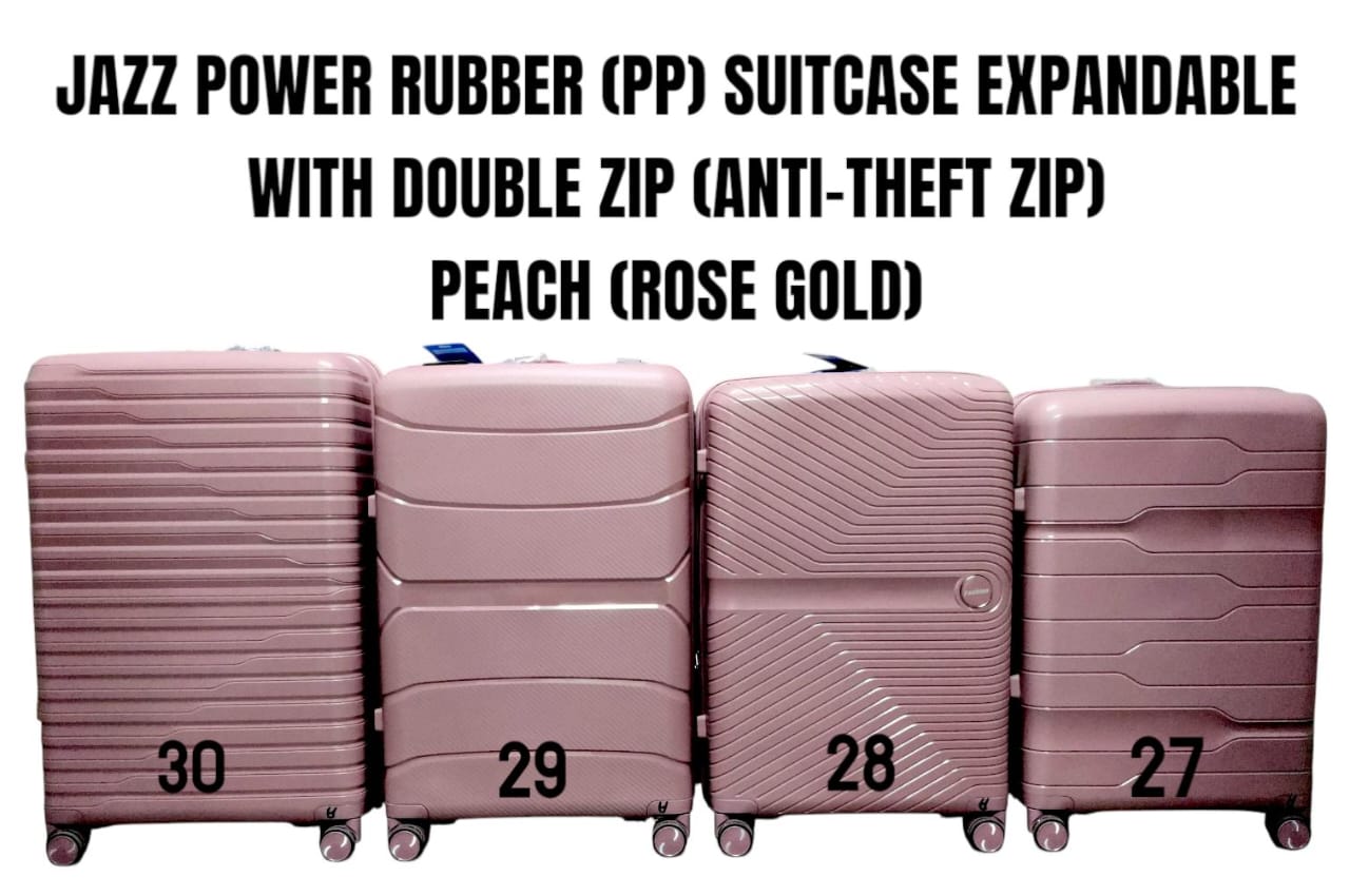 🎉 Crazy Offer – Today Only 🎉 1pc JAZZ POWER PP (Rubber) Suitcase with Double Zipper (Anti-Theft) & Extension – 27-inch Travel Luggage