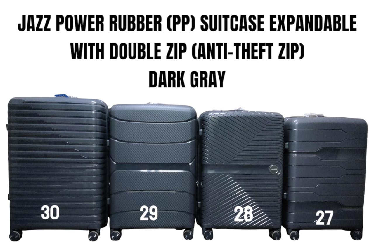 🎉 Crazy Offer – Today Only 🎉 1pc JAZZ POWER PP (Rubber) Suitcase with Double Zipper (Anti-Theft) & Extension – 27-inch Travel Luggage