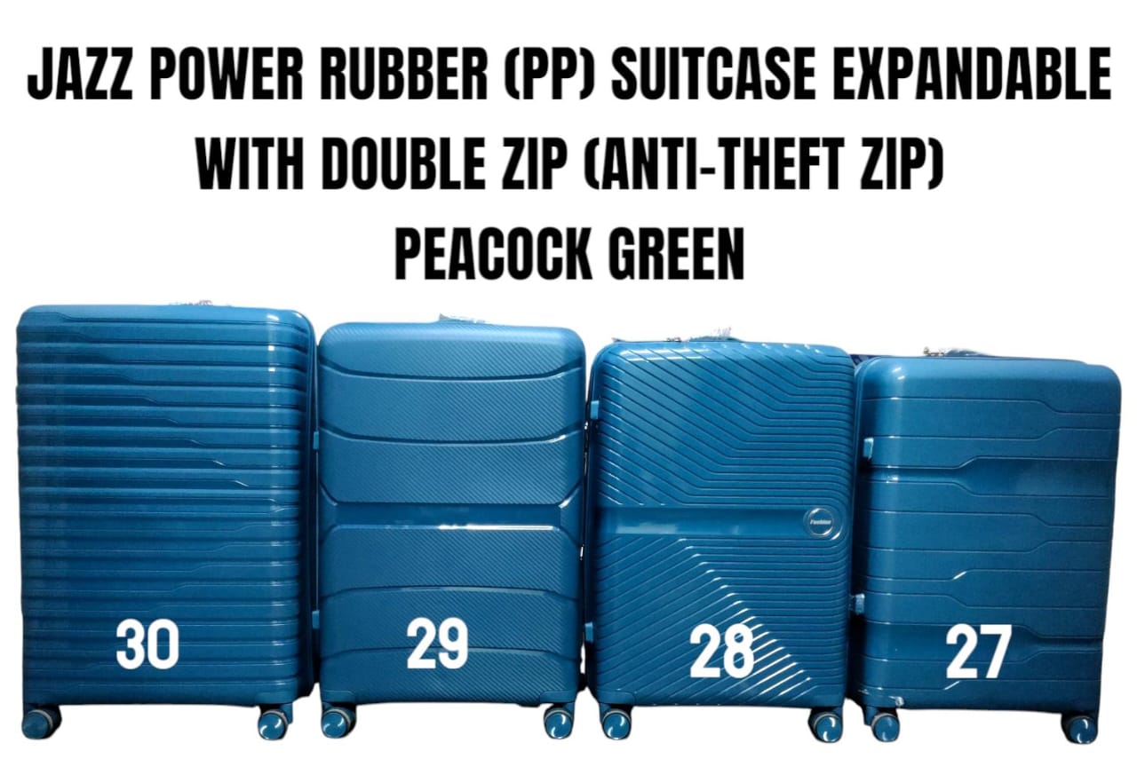 🏆 Hot Choice – Limited Time 🏆1pc JAZZ POWER PP (Rubber) Suitcase with Double Zipper (Anti-Theft) & Extension – 30-inch Travel Luggage