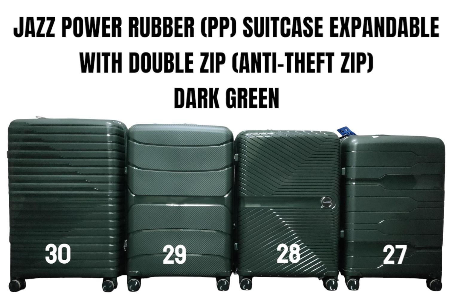 🏆 Hot Choice – Limited Time 🏆1pc JAZZ POWER PP (Rubber) Suitcase with Double Zipper (Anti-Theft) & Extension – 30-inch Travel Luggage