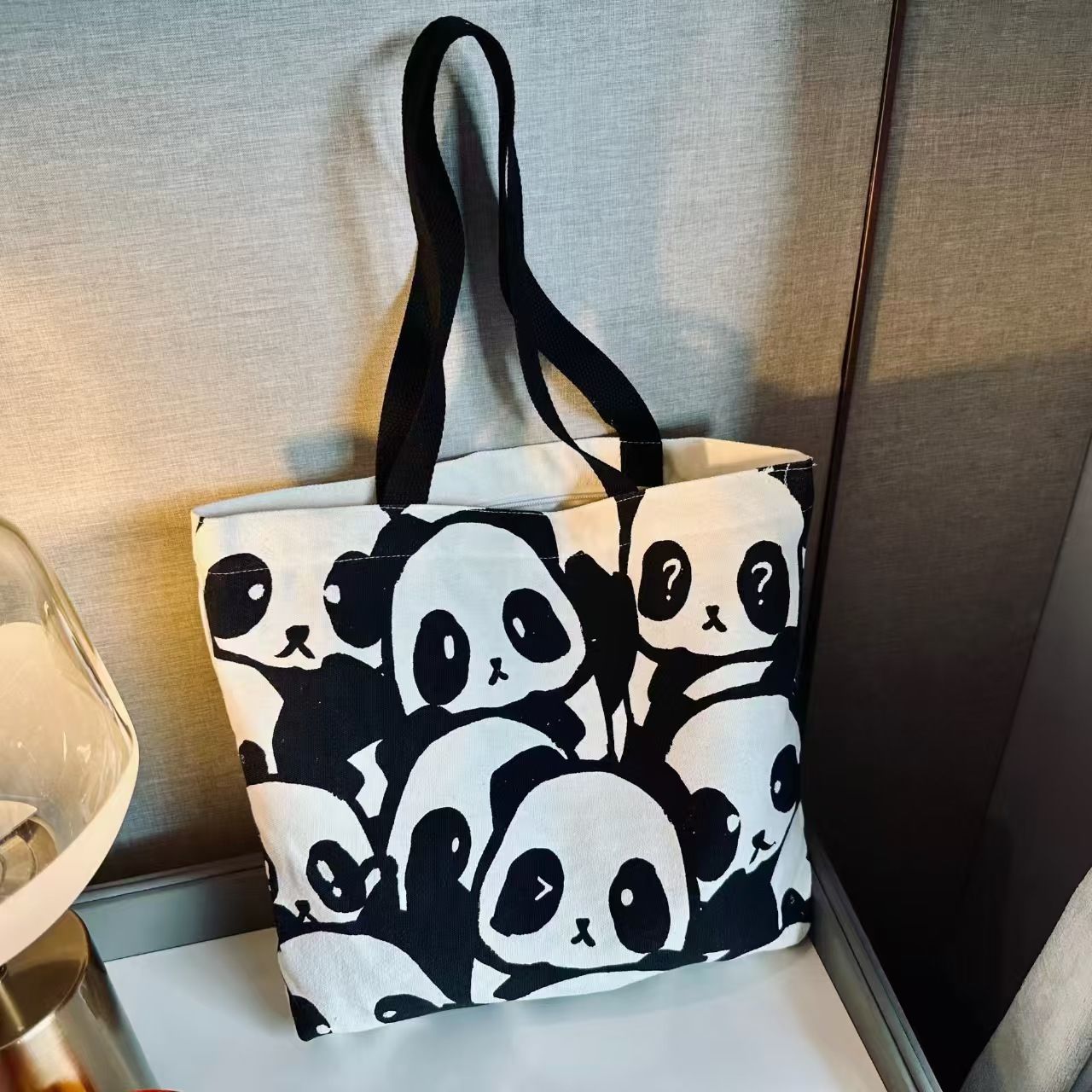 New arrived large capacity cute panda handbag canvas bag shoulder bag female student backpack mom shopping and travel bag