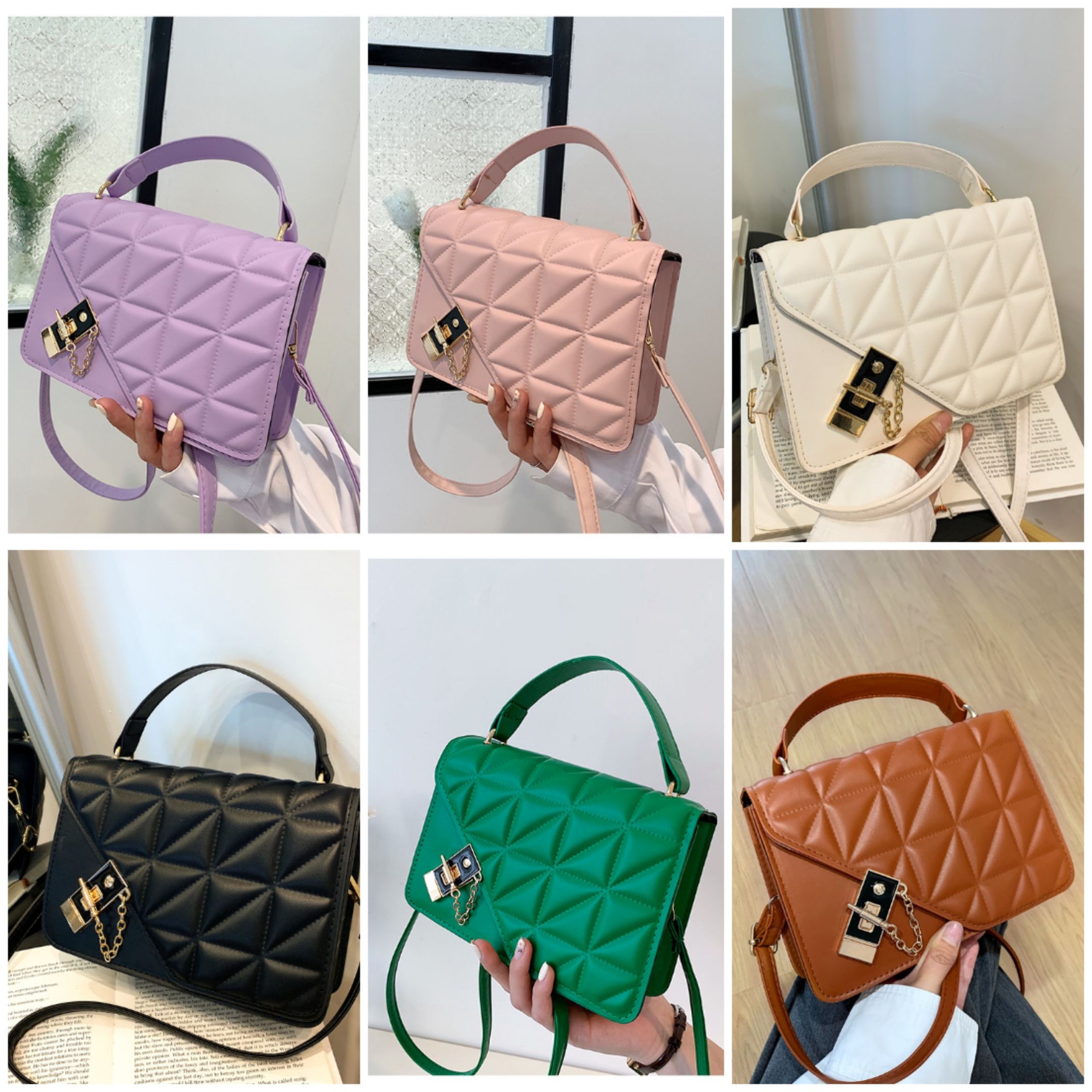 New shoulder bag messenger bag handbag simple chain small bag fashion leisure diamond lattice women's bag small square bag gift for girlfriend