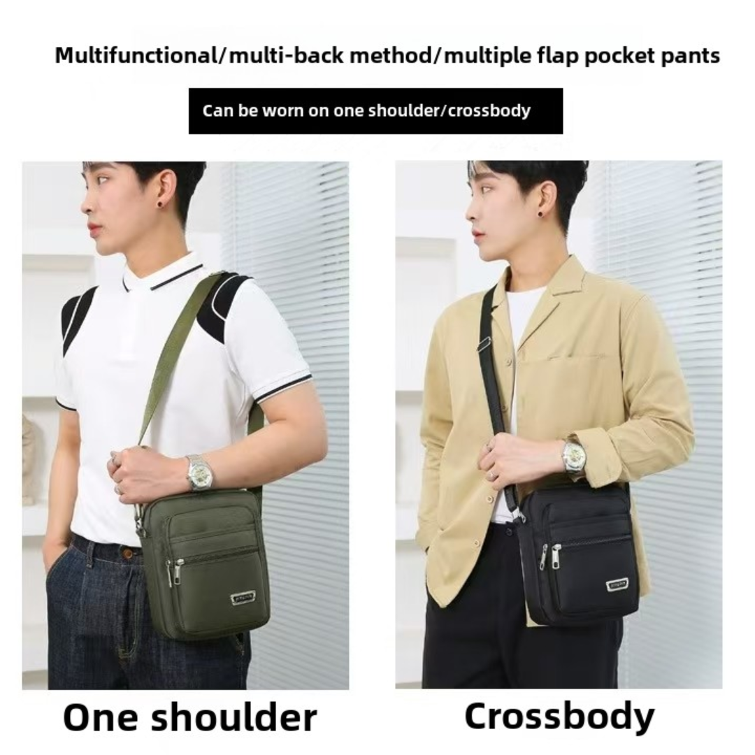 Men's shoulder bag, crossbody bag, multi-layer zipper, doing business, wallet collection