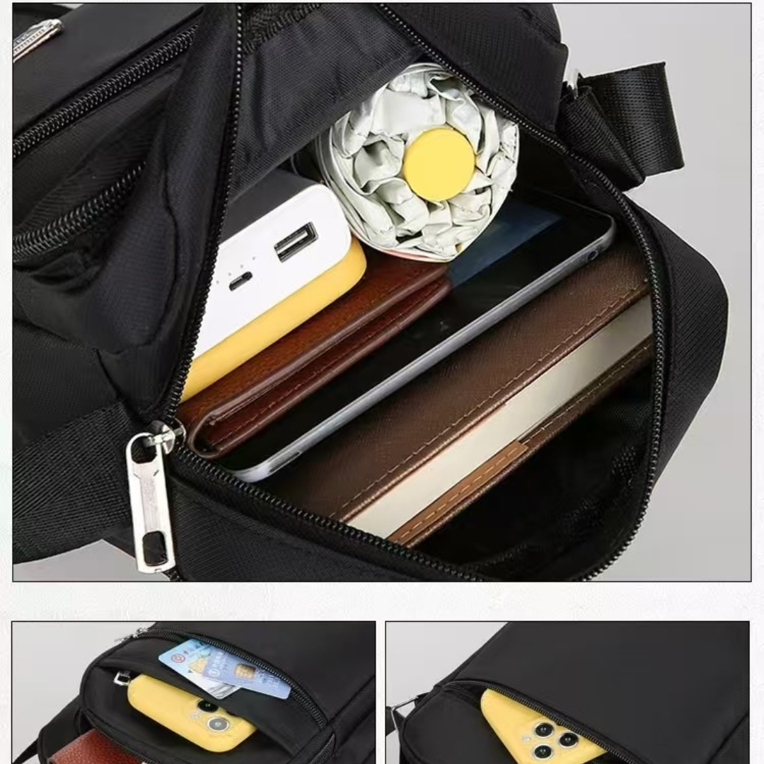 Men's shoulder bag, crossbody bag, multi-layer zipper, doing business, wallet collection
