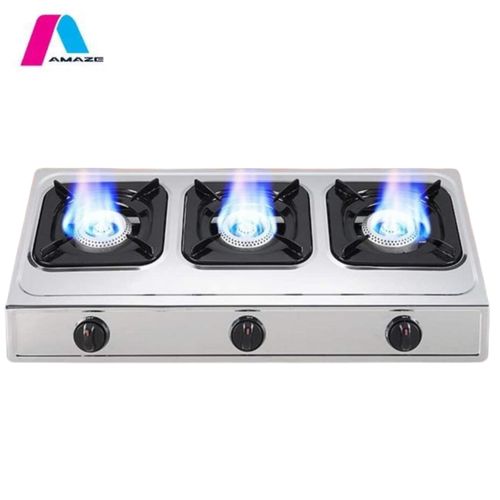 CLEARANCE OFFER Amaze 3 Gas Burner Automatic Ignition Table Top Stainless Steel Heavy Body High Quality Non- Stick