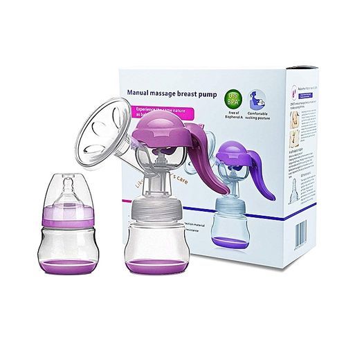 CLEARANCE OFFER Healthy Manual Breast Pump + Free Baby Bottle Cap - Multicolor